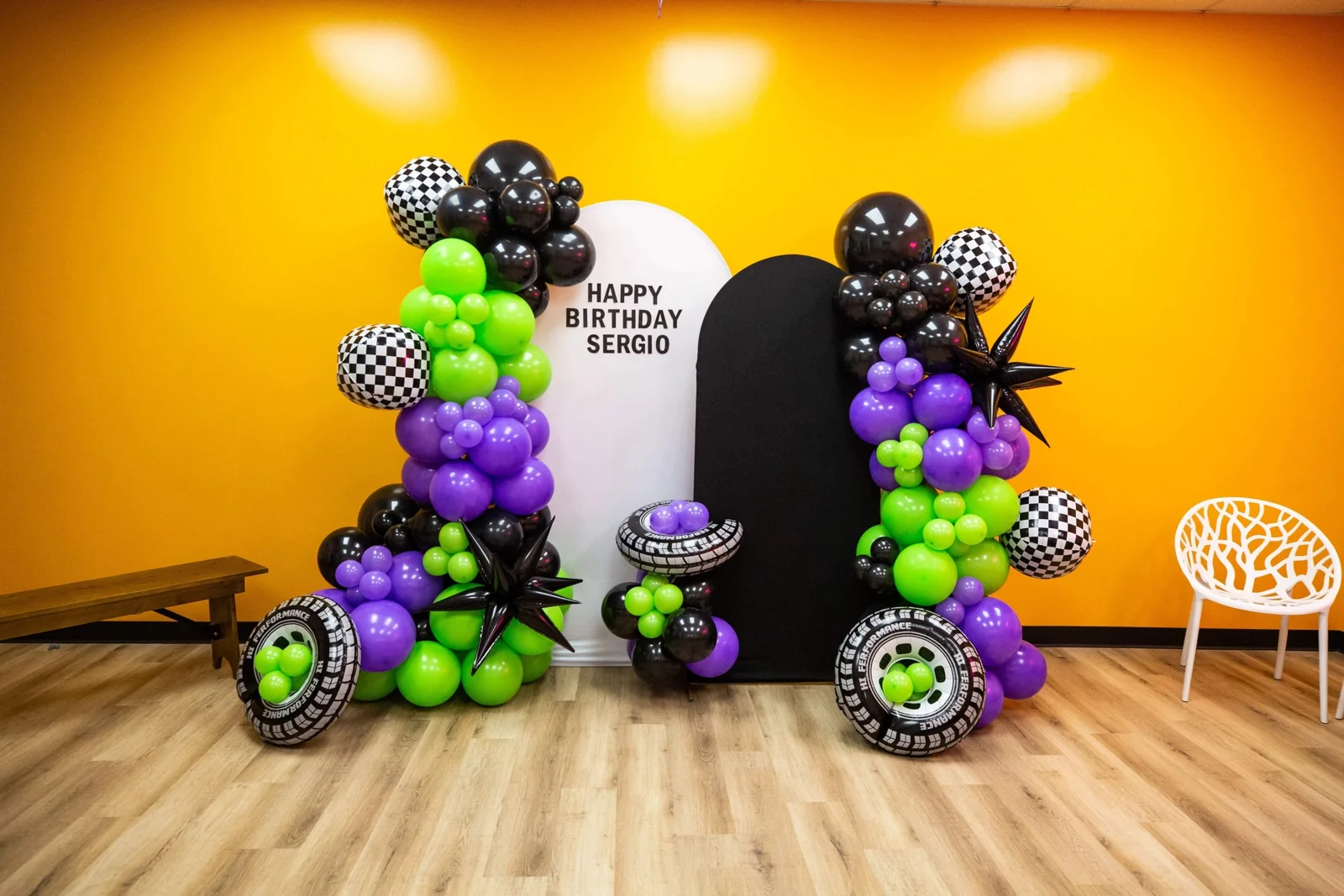 The orange Recess party room ready for a celebration